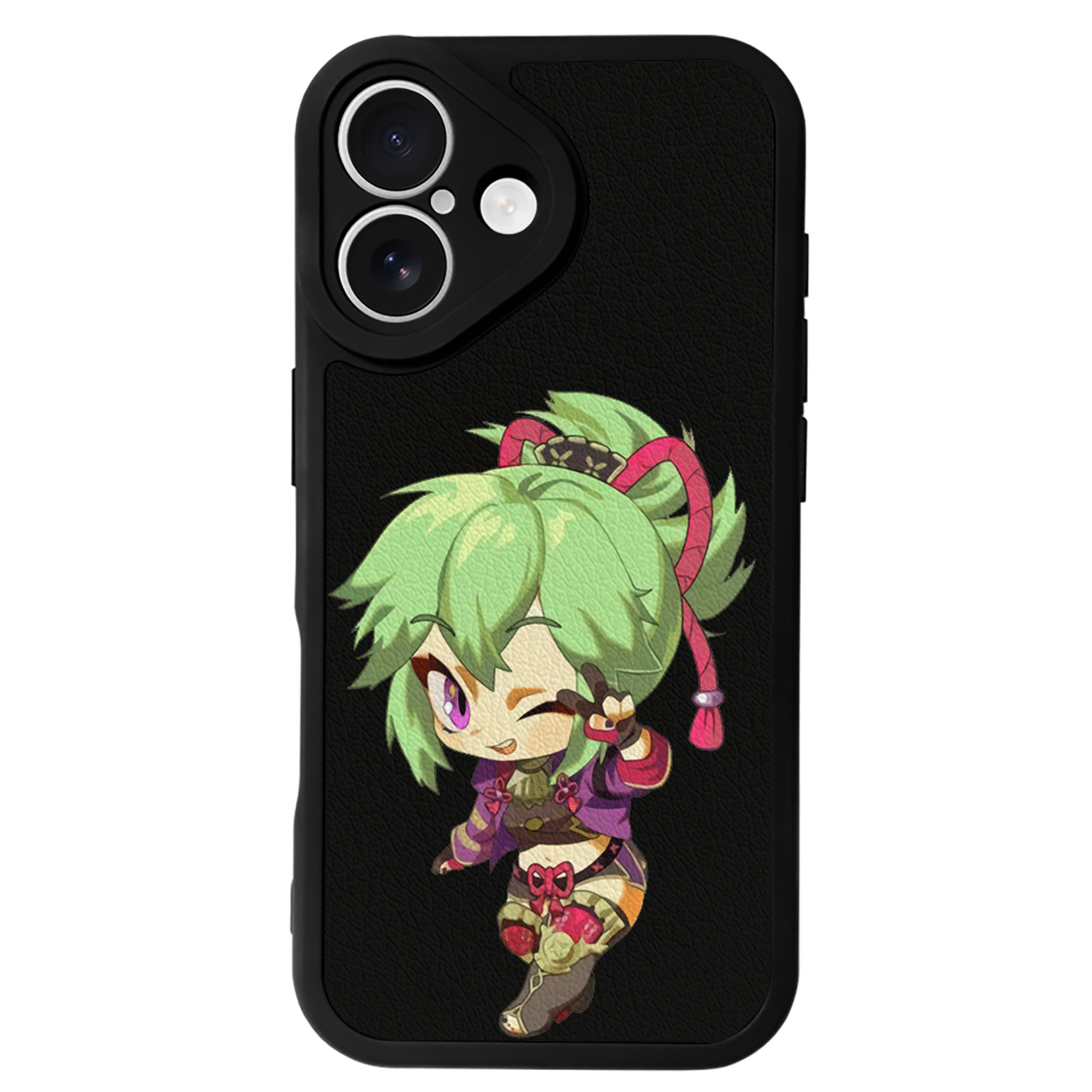 げんし神  久岐忍 くき しのぶ genshin Kuki Shinobu 【iPhone 16シリーズ対応】シリコンスマホケース（レザー調） 材質：シリコン